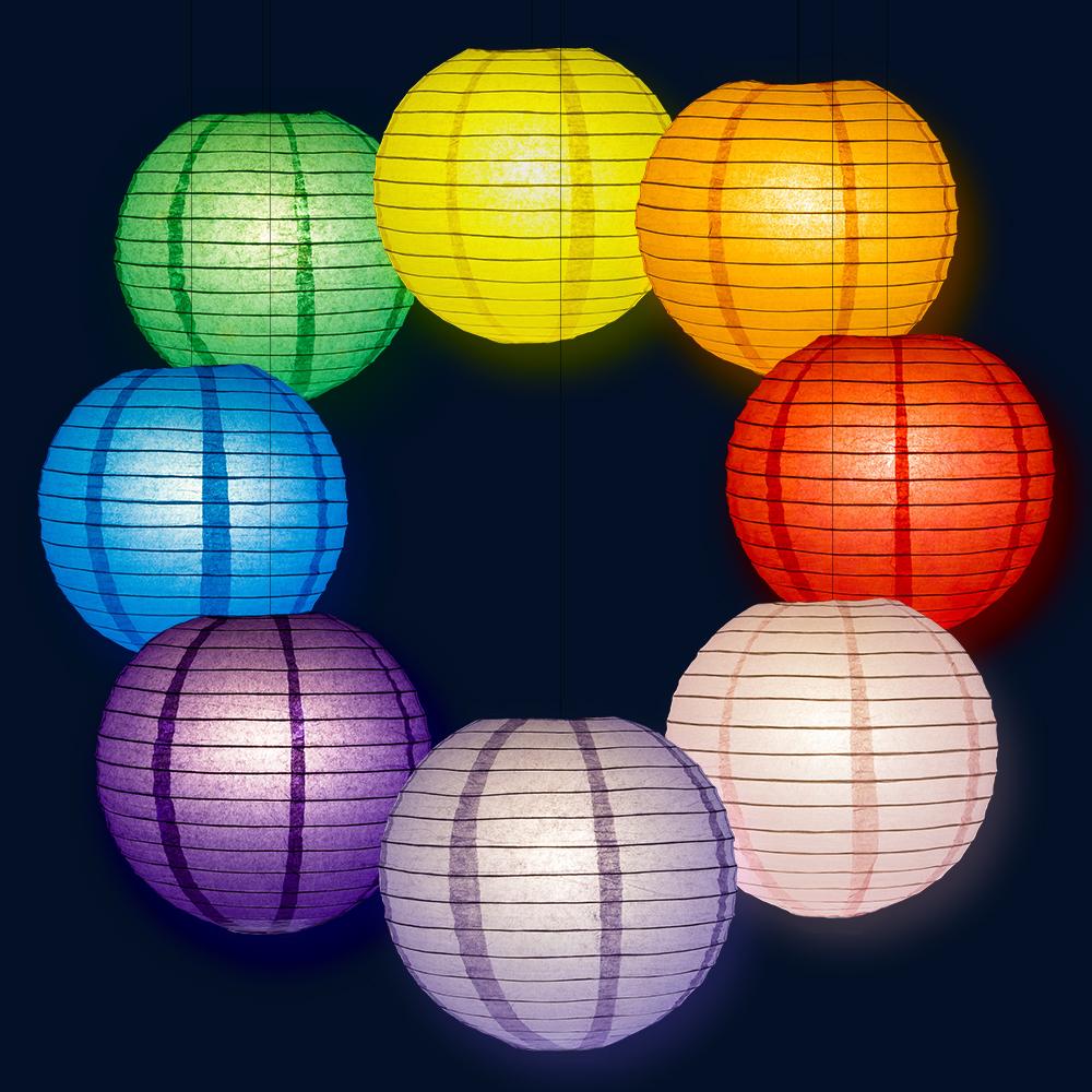 10&quot; Rainbow Celebration Party Pack Parallel Paper Lantern Combo Set (8-Pack) - Luna Bazaar | Boho &amp; Vintage Style Decor