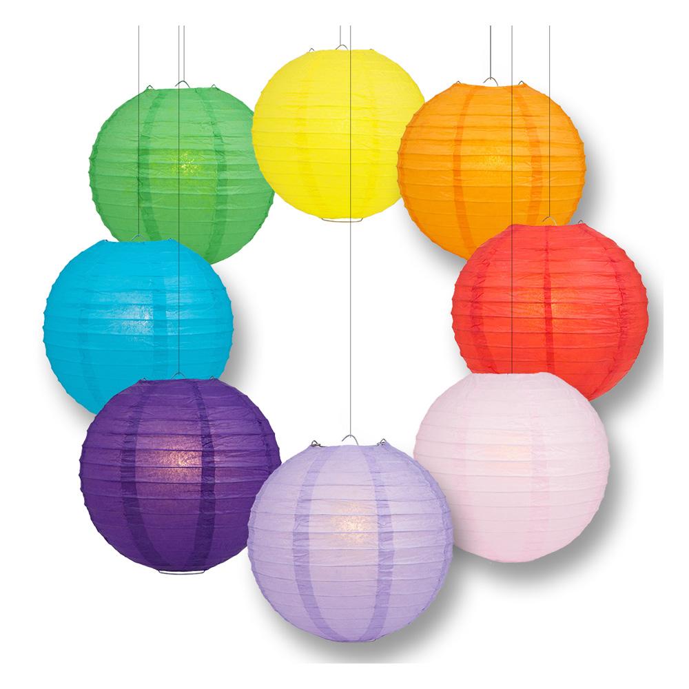 10&quot; Rainbow Celebration Party Pack Parallel Paper Lantern Combo Set (8-Pack) - Luna Bazaar | Boho &amp; Vintage Style Decor
