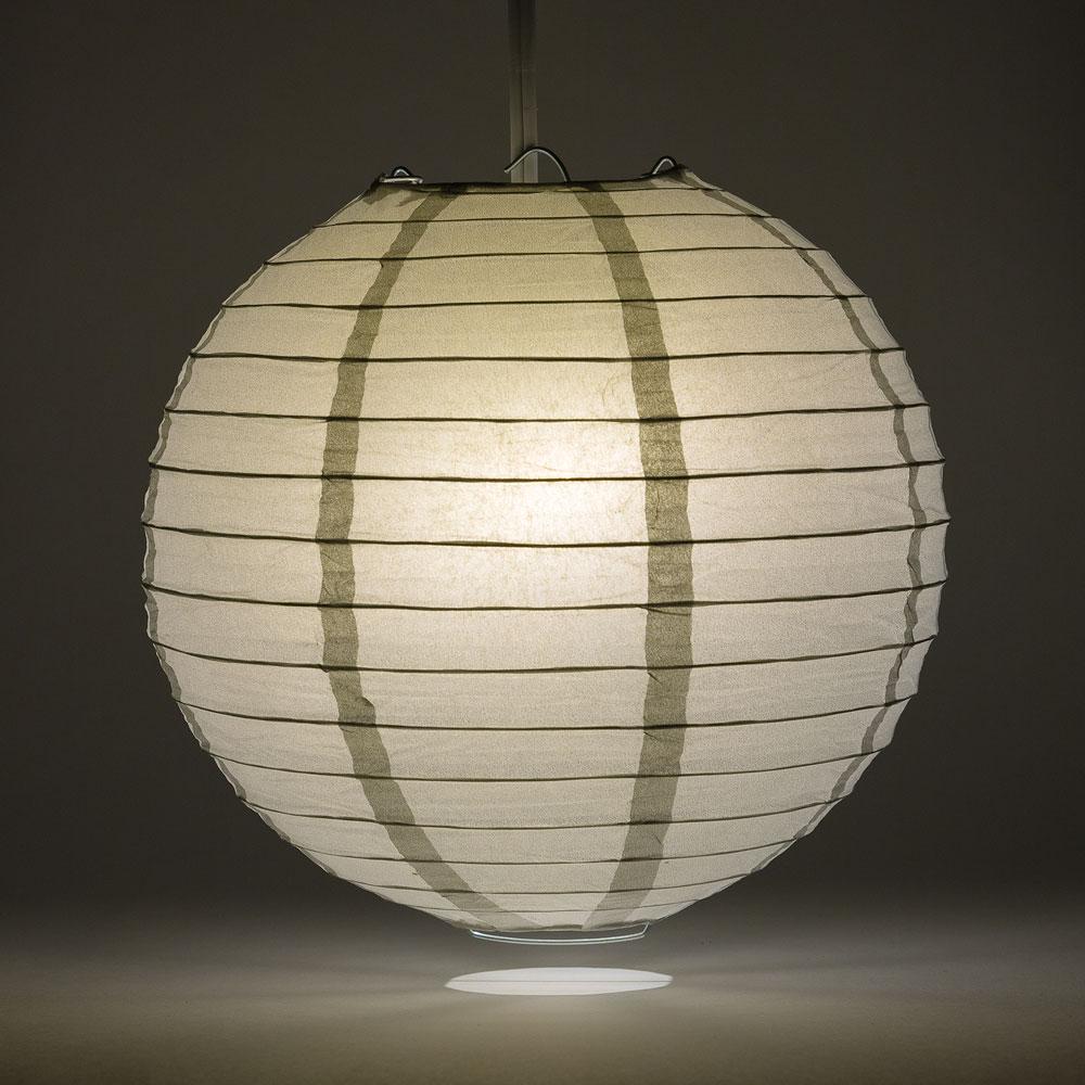 24 Inch Silver Parallel Ribbing Round Paper Lantern - Luna Bazaar | Boho &amp; Vintage Style Decor