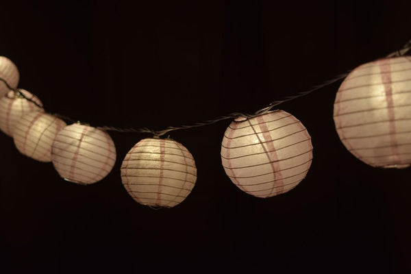 5-Pack 14 Inch Pink Parallel Ribbing Round Paper Lantern - Luna Bazaar | Boho &amp; Vintage Style Decor