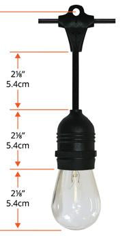 10 Suspended Socket Outdoor Commercial String Light Set, 21 FT Black Cord w/ 0.8-Watt Shatterproof LED Bulbs, Weatherproof SJTW