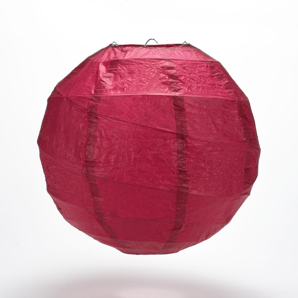 5-Pack 16 Inch Velvet Red Free-Style Ribbing Round Paper Lantern - Luna Bazaar | Boho &amp; Vintage Style Decor