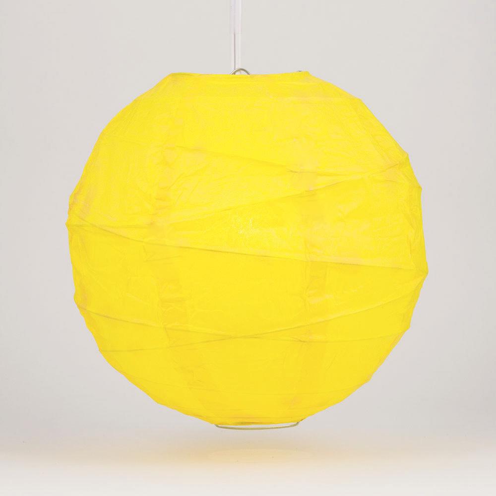 24 Inch Yellow Free-Style Ribbing Round Paper Lantern - Luna Bazaar | Boho &amp; Vintage Style Decor