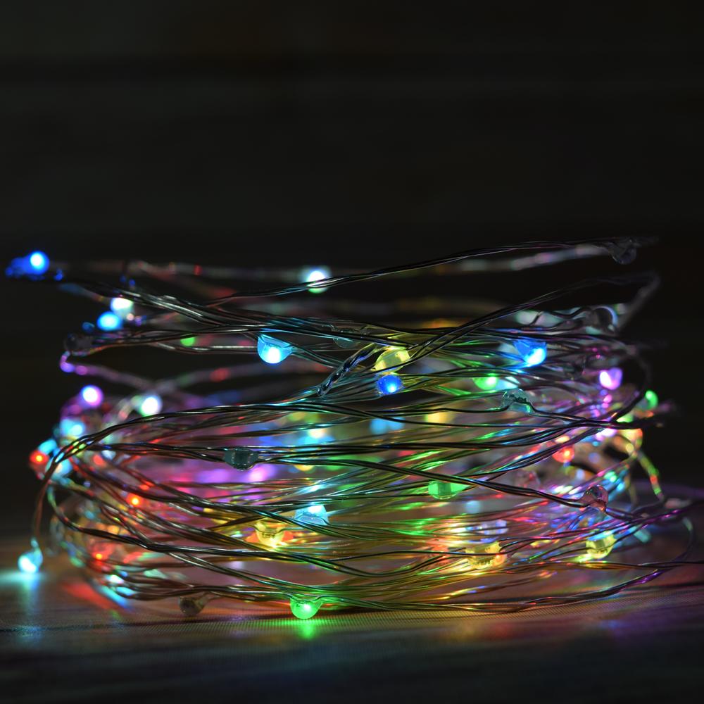 CLOSEOUT 33 FT 100 RGB Multi-Color Flashing LED Waterproof Micro Fairy String Lights with AC Plug-In Power - Luna Bazaar | Boho &amp; Vintage Style Decor