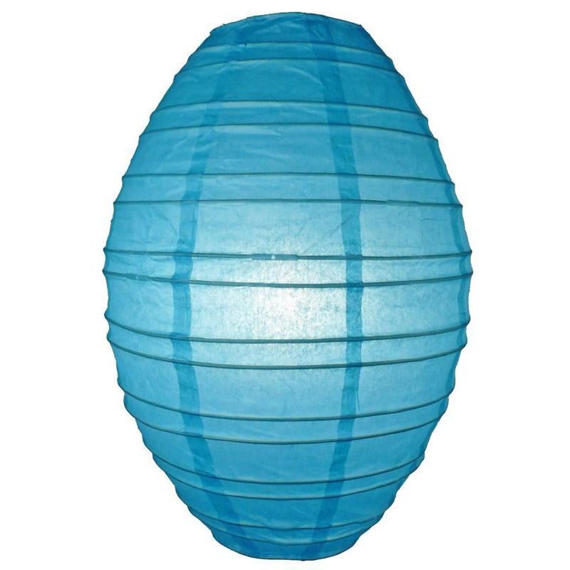 Turquoise Kawaii Unique Oval Egg Shaped Paper Lantern, 10-inch x 14-inch - Luna Bazaar | Boho &amp; Vintage Style Decor