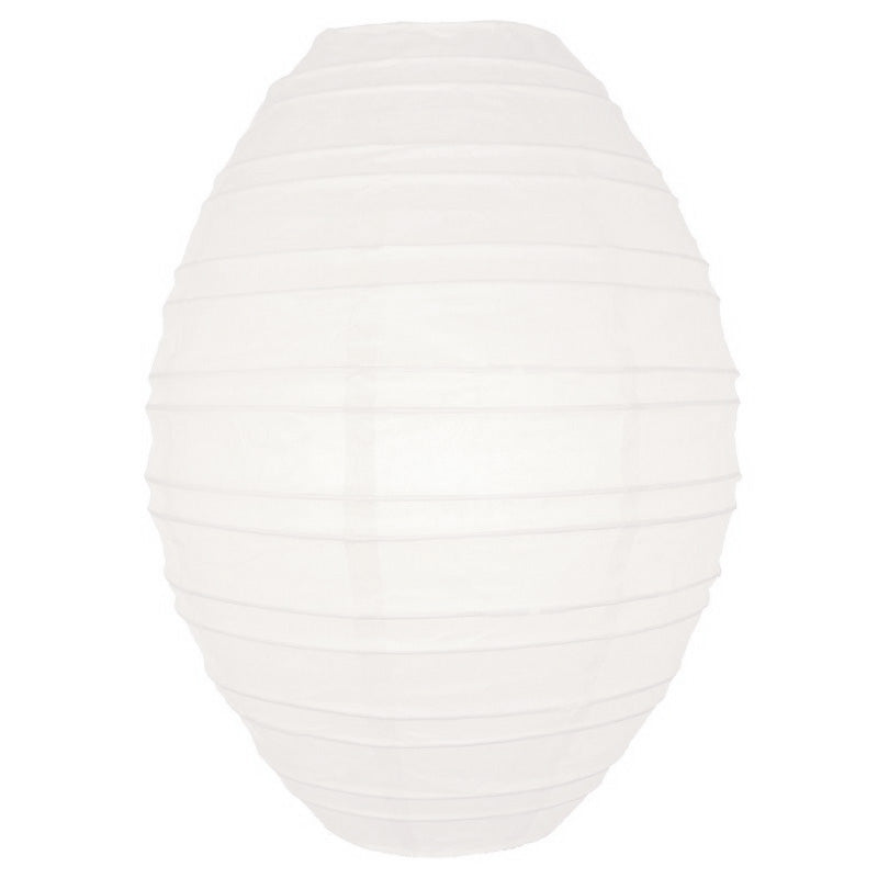 White Kawaii Unique Oval Egg Shaped Paper Lantern, 10-inch x 14-inch - Luna Bazaar | Boho & Vintage Style Decor