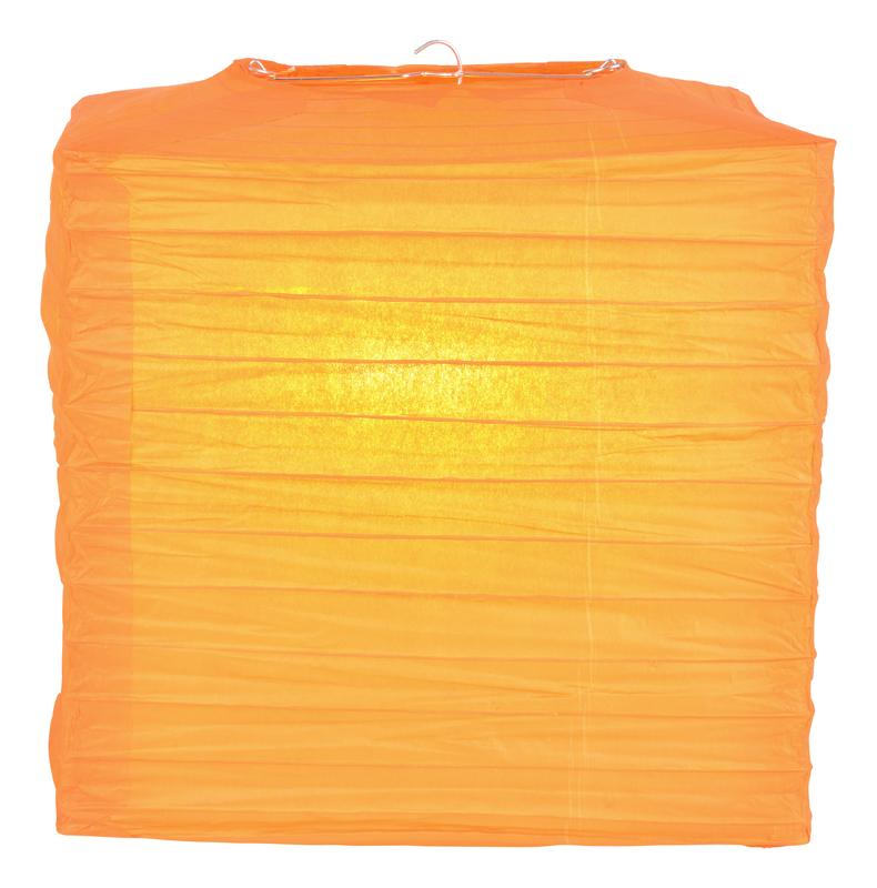 10&quot; Orange Square Shaped Paper Lantern - Luna Bazaar | Boho &amp; Vintage Style Decor