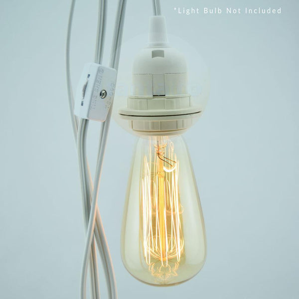 Single Socket White Pendant Light Bulb Lamp Cord for Lanterns, 15FT, UL Listed - Luna Bazaar | Boho & Vintage Style Decor