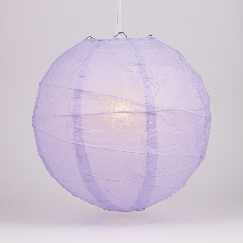 5-Pack 14 Inch Lavender Free-Style Ribbing Round Paper Lantern - Luna Bazaar | Boho &amp; Vintage Style Decor
