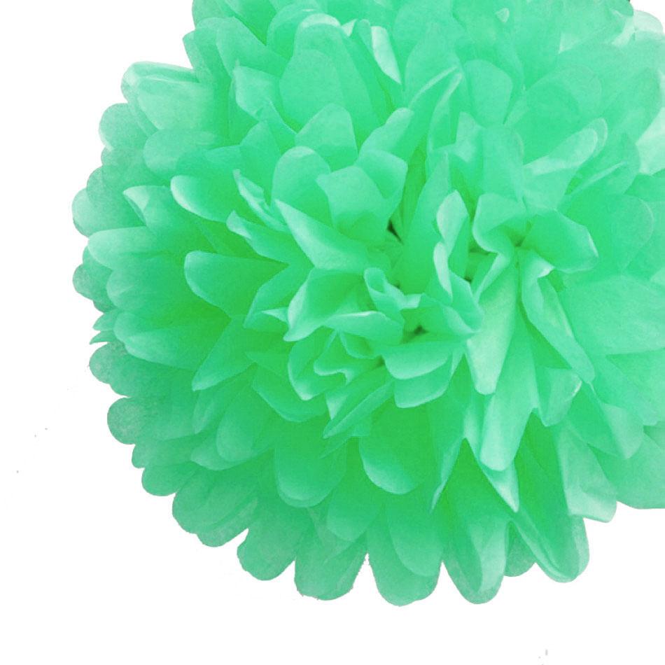 CLOSEOUT EZ-Fluff 12&quot; Cool Mint Green Tissue Paper Pom Poms Flowers Balls, Hanging Decorations (4 PACK) - Luna Bazaar | Boho &amp; Vintage Style Decor