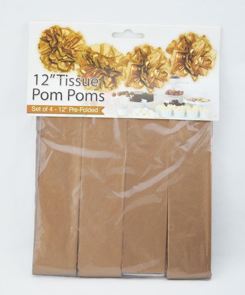 CLOSEOUT EZ-Fluff 12&quot; Copper Tissue Paper Pom Poms Flowers Balls, Hanging Decorations (4 PACK) - Luna Bazaar | Boho &amp; Vintage Style Decor
