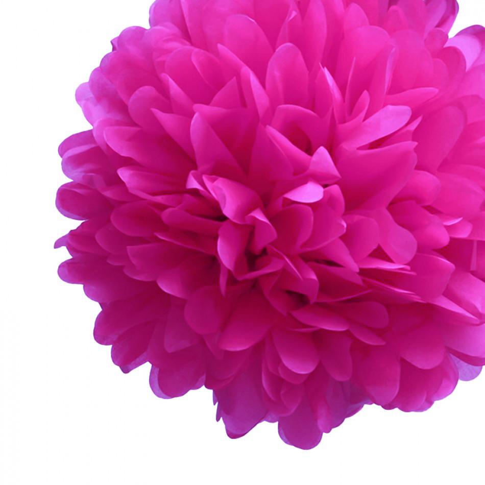 CLOSEOUT EZ-Fluff 12&quot; Fuchsia Tissue Paper Pom Poms Flowers Balls, Decorations (4 PACK) - Luna Bazaar | Boho &amp; Vintage Style Decor