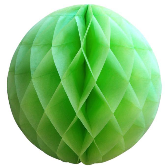 CLOSEOUT 12&quot; Light Lime Green Round Tissue Lantern, Honeycomb Ball, Hanging (3 PACK) - Luna Bazaar | Boho &amp; Vintage Style Decor