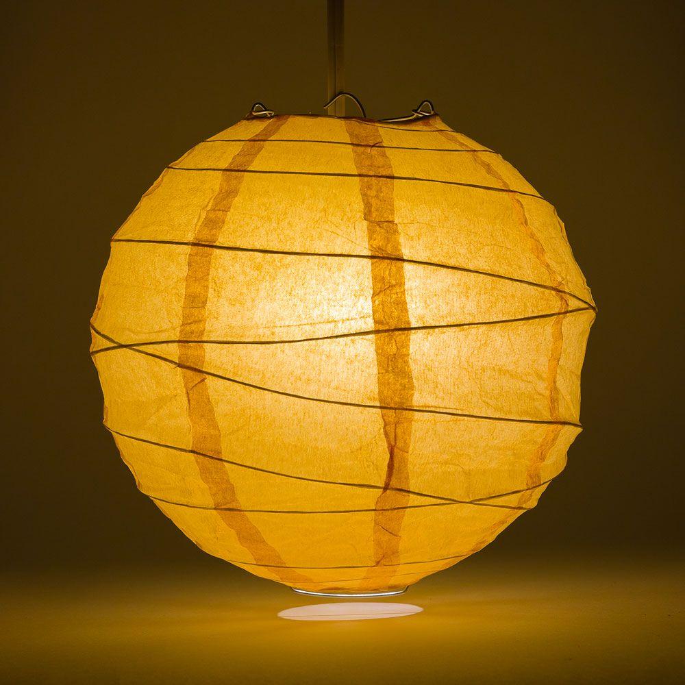 8 Inch Papaya Free-Style Ribbing Round Paper Lantern - Luna Bazaar | Boho &amp; Vintage Style Decor