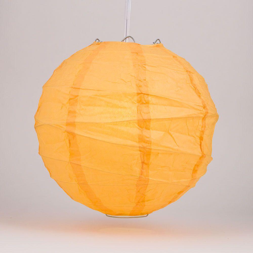 16 Inch Papaya Free-Style Ribbing Round Paper Lantern - Luna Bazaar | Boho &amp; Vintage Style Decor