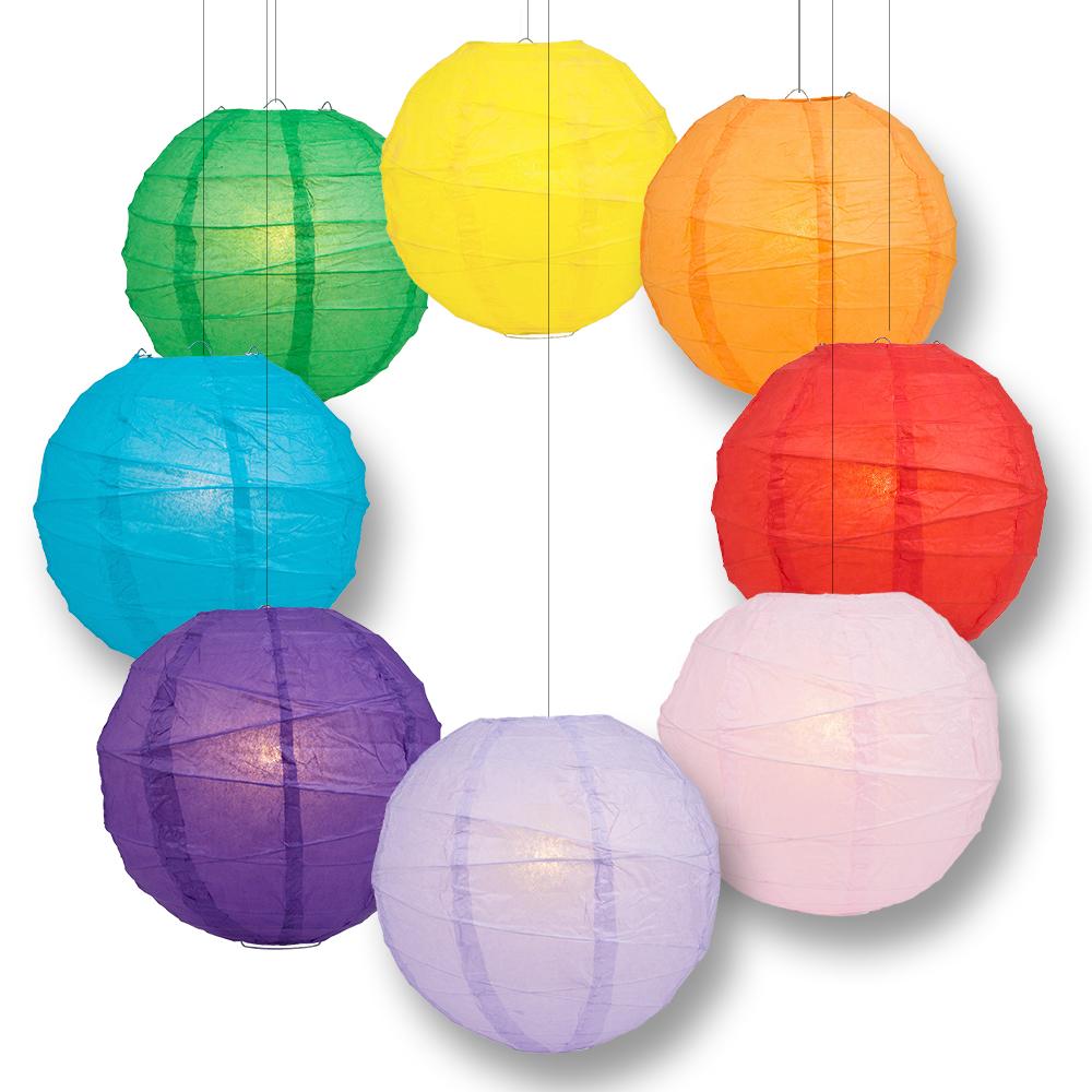 12&quot; Rainbow Celebration Party Pack Free-Style Paper Lantern Combo Set (8-Pack) - Luna Bazaar | Boho &amp; Vintage Style Decor