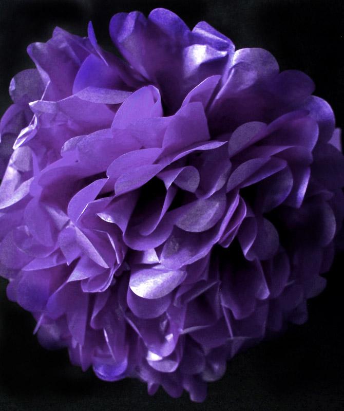 EZ-Fluff 12&quot; Dark Purple Tissue Paper Pom Poms Flowers Balls, Decorations (4 PACK) - Luna Bazaar | Boho &amp; Vintage Style Decor