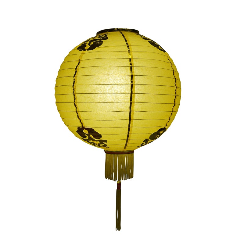 12 Inch Yellow Traditional Paper Lantern w/Tassels - LunaBazaar.com - Discover. Decorate. Celebrate.