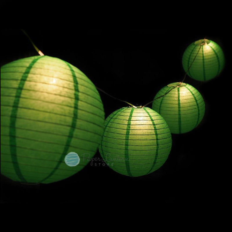 MoonBright 12&quot; Green Paper Lantern String Light Set (10-PACK Combo Kit) - LunaBazaar.com - Discover. Decorate. Celebrate.