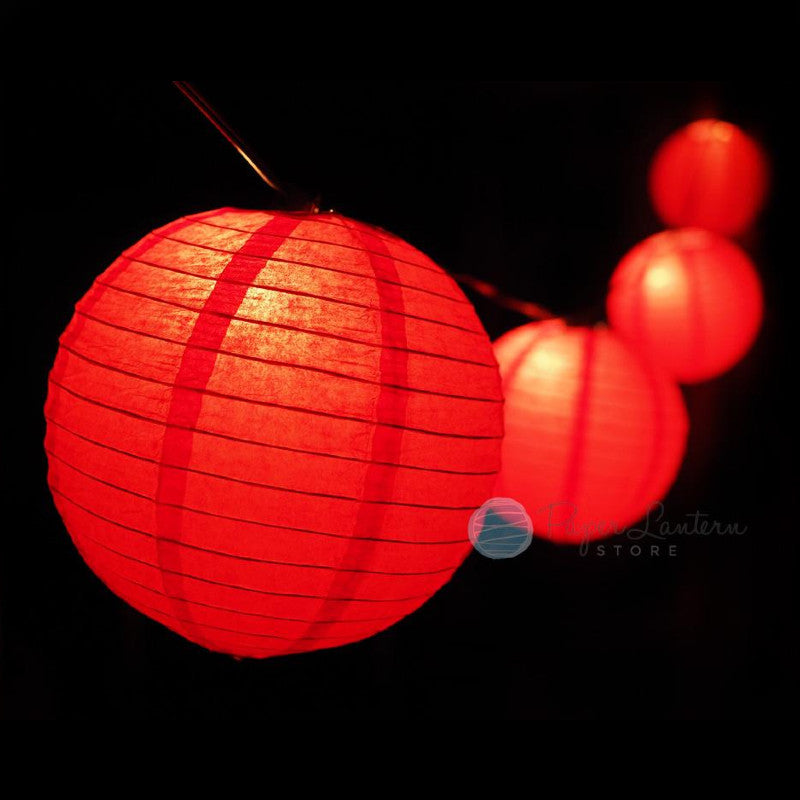 MoonBright 12&quot; Red Paper Lantern String Light Set (10-PACK Combo Kit) - LunaBazaar - Discover. Decorate. Celebrate.