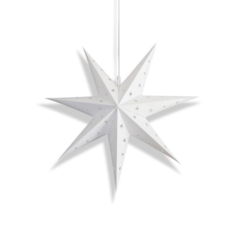13&quot; White 7-Point Weatherproof Star Lantern Lamp, Hanging Decoration (Shade Only)