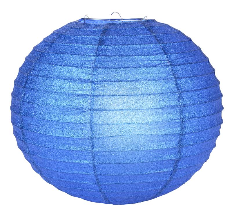 12&quot; Dark Blue Glitter Round Paper Lantern - Luna Bazaar | Boho &amp; Vintage Style Decor