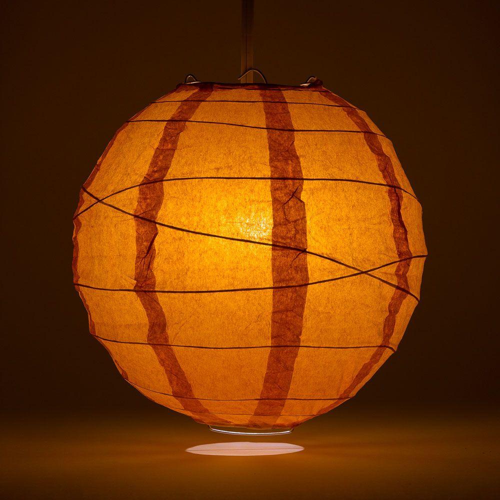 12 Inch Persimmon Orange Free-Style Ribbing Round Paper Lantern - Luna Bazaar | Boho &amp; Vintage Style Decor