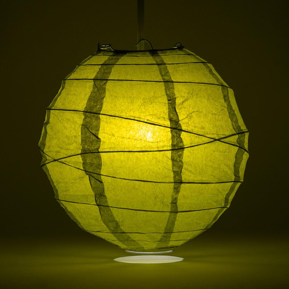 8 Inch Chartreuse Yellow Green Free-Style Ribbing Round Paper Lantern - Luna Bazaar | Boho &amp; Vintage Style Decor