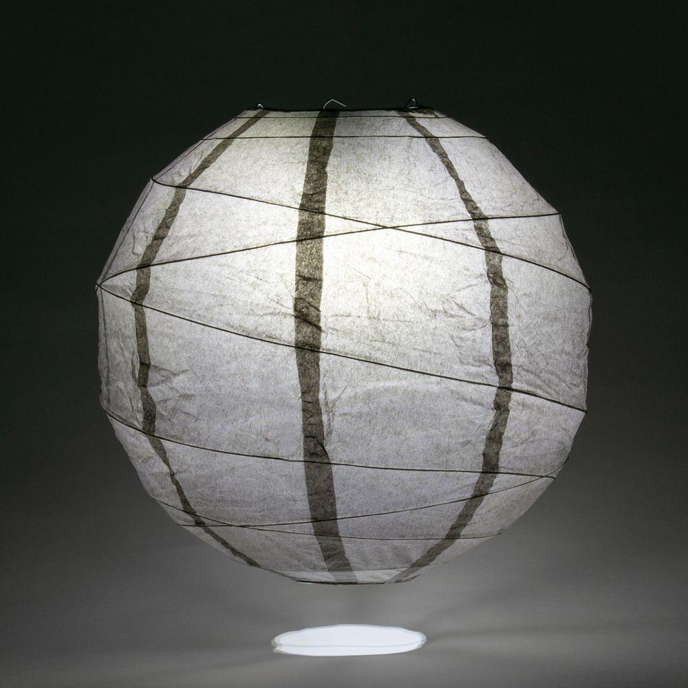 20 Inch Driftwood Grey Free-Style Ribbing Round Paper Lantern - Luna Bazaar | Boho &amp; Vintage Style Decor