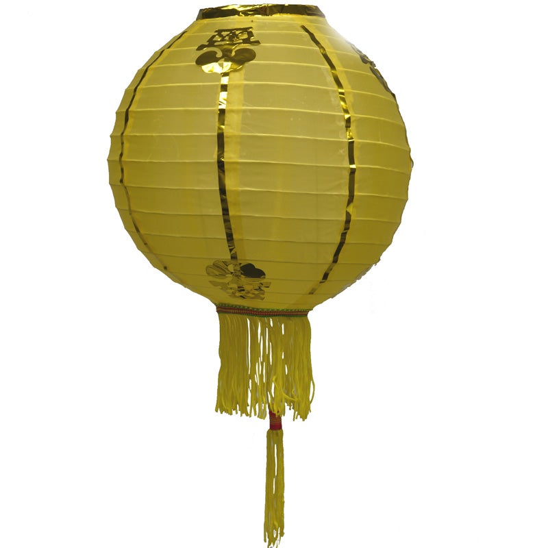 14 Inch Gold Yellow Traditional Nylon Chinese Lantern w/ Tassel - LunaBazaar.com - Discover. Decorate. Celebrate.