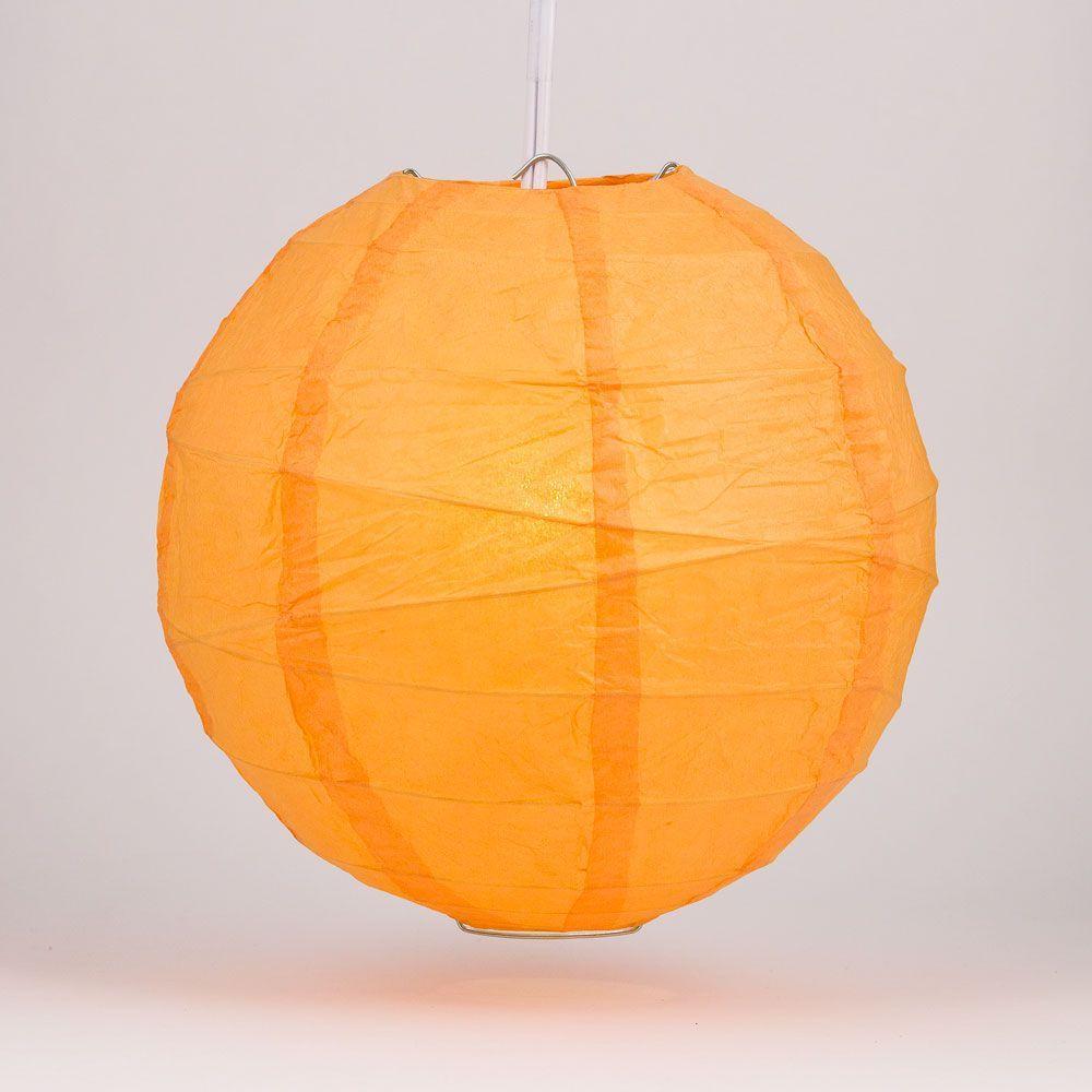 20 Inch Orange Free-Style Ribbing Round Paper Lantern - Luna Bazaar | Boho &amp; Vintage Style Decor