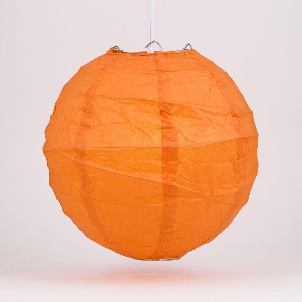 12-Pack 16 Inch Persimmon Orange Free-Style Ribbing Round Paper Lantern - Luna Bazaar | Boho &amp; Vintage Style Decor