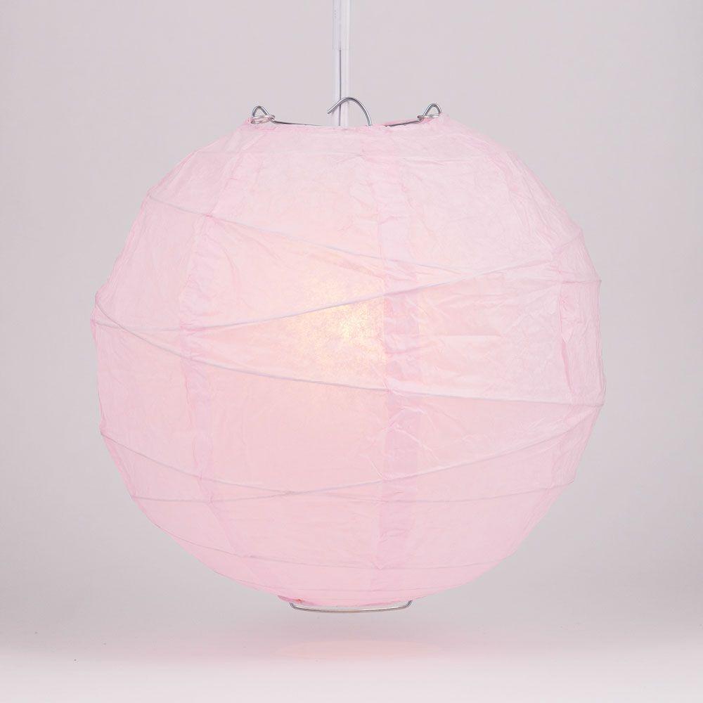 5-Pack 16 Inch Pink Free-Style Ribbing Round Paper Lantern - Luna Bazaar | Boho &amp; Vintage Style Decor