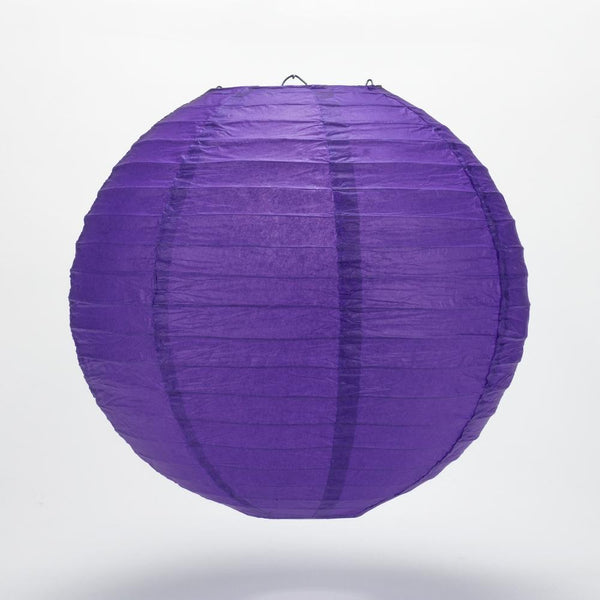 24 Inch Plum Purple Parallel Ribbing Round Paper Lantern - Luna Bazaar | Boho &amp; Vintage Style Decor