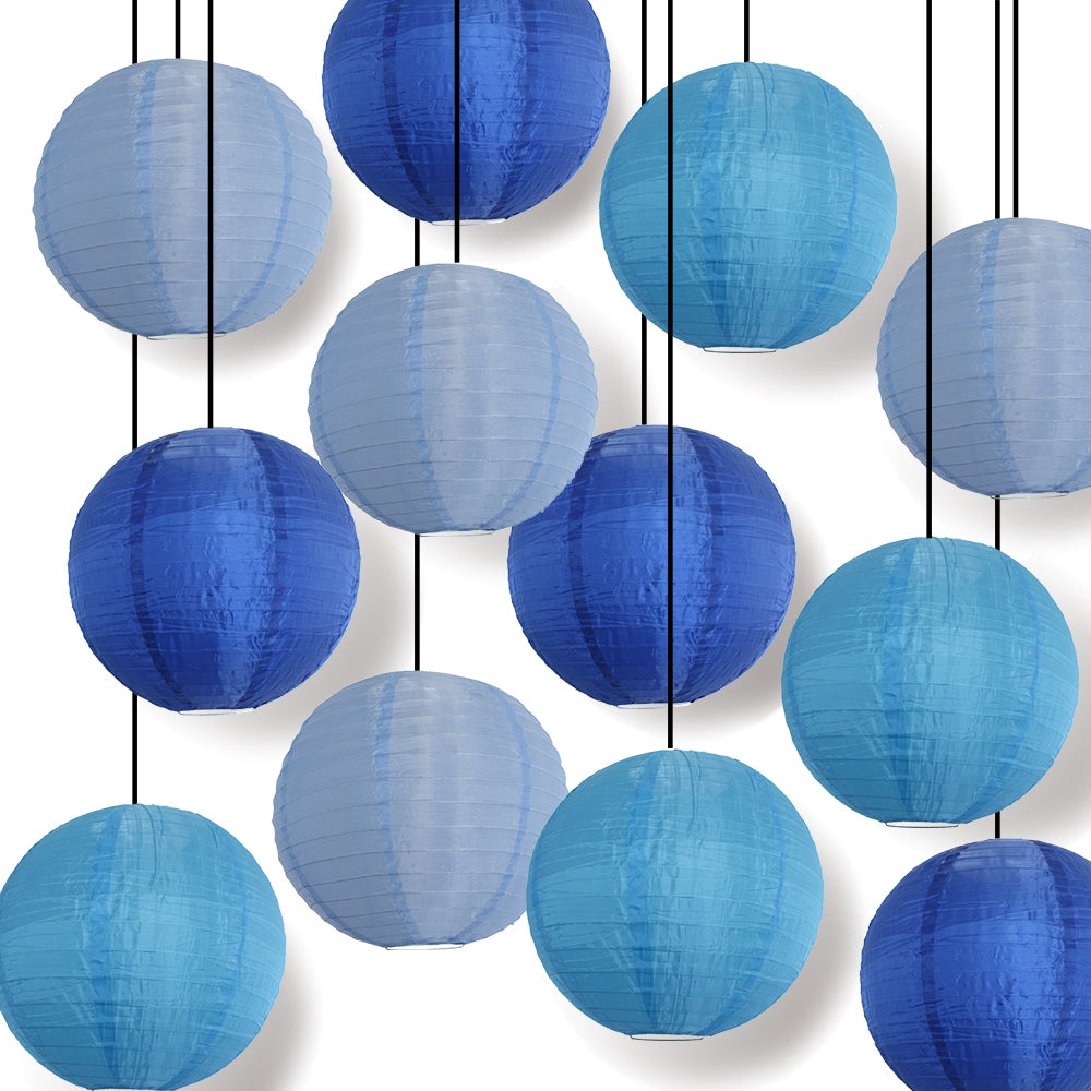 12-Pack of Multicolor Blue Nylon Lanterns Party Pack