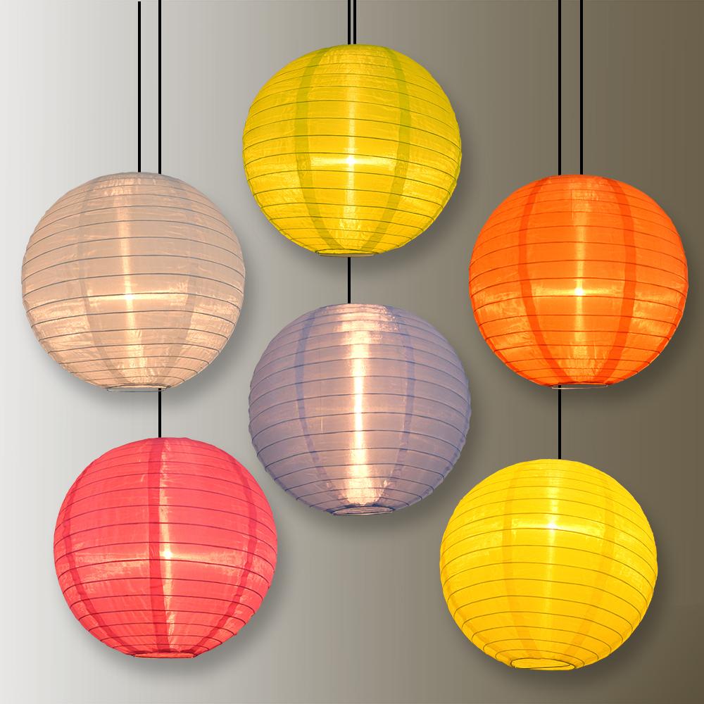 6 Pack | Nylon Lanterns Multicolor Party Pack - Hanging Decorations for Homes, Parties and Weddings - Luna Bazaar | Boho &amp; Vintage Style Decor