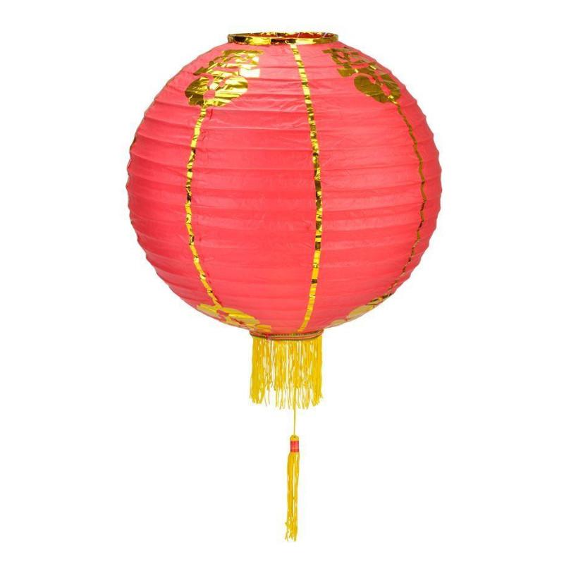 8 PACK Red Yellow Chinese New Year Parallel Ribbing Round Paper Lantern, Hanging Combo Set - Luna Bazaar | Boho &amp; Vintage Style Decor