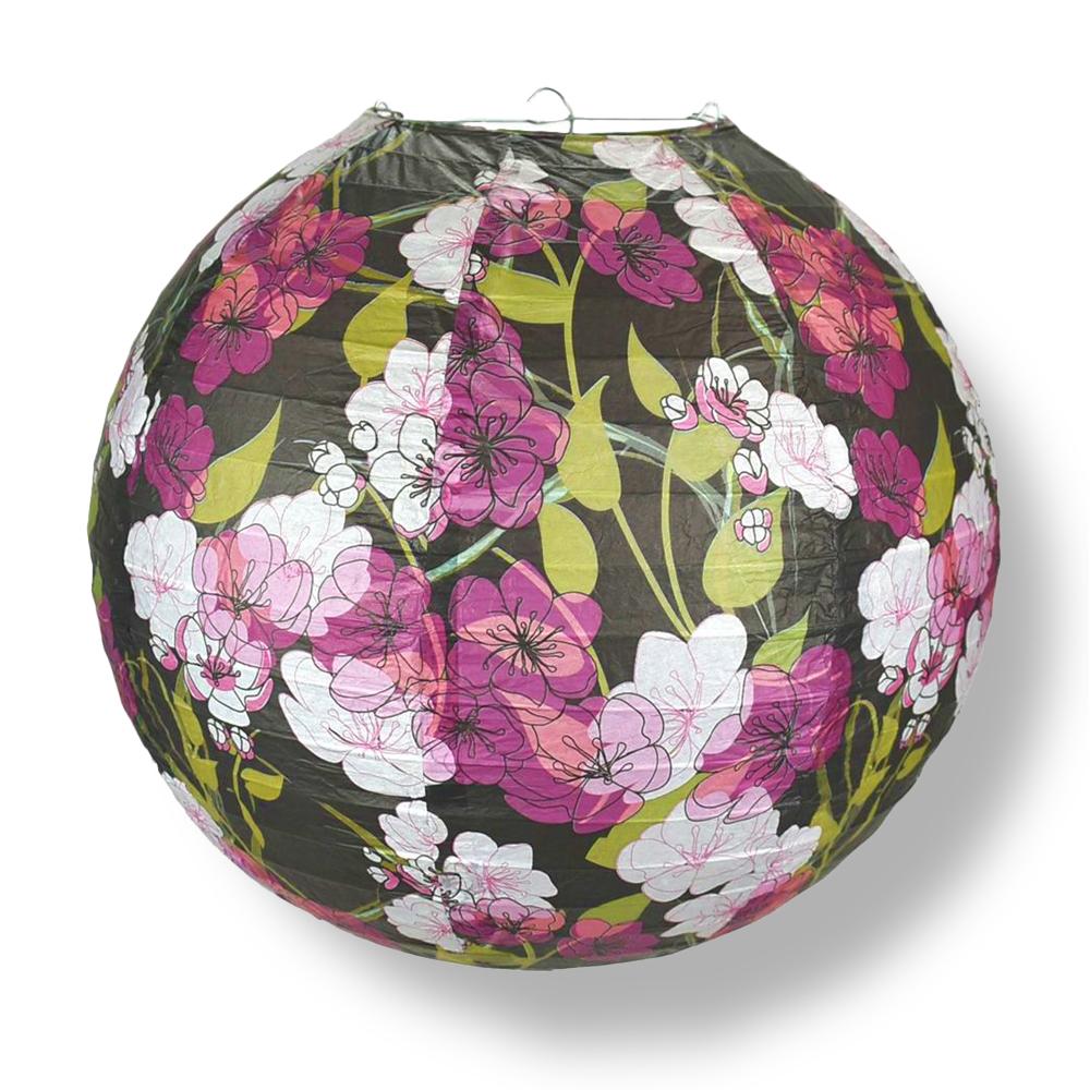 14 Inch Midnight Summer Cherry Blossom Premium Paper Lantern - Luna Bazaar | Boho &amp; Vintage Style Decor