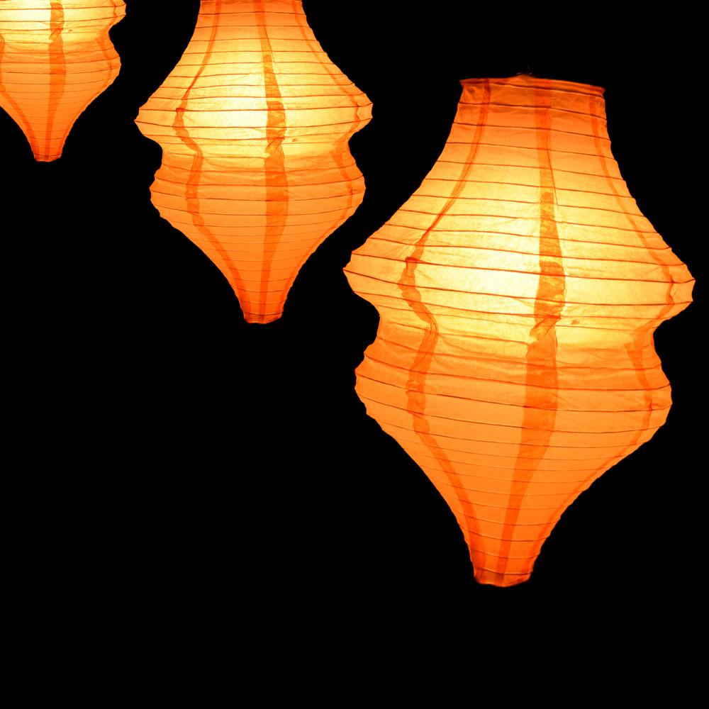 Orange Beehive Unique Shaped Paper Lantern, 10-inch x 14-inch - Luna Bazaar | Boho &amp; Vintage Style Decor