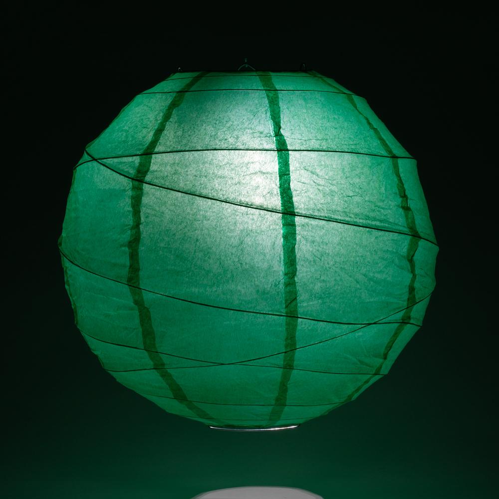 16 Inch Arcadia Teal Green Free-Style Ribbing Round Paper Lantern - Luna Bazaar | Boho &amp; Vintage Style Decor