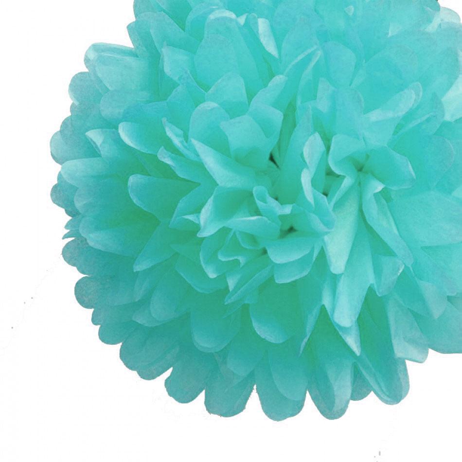 CLOSEOUT EZ-Fluff 16&quot; Arctic Spa Blue Tissue Paper Pom Poms Flowers Balls, Hanging Decorations (4 PACK) - Luna Bazaar | Boho &amp; Vintage Style Decor