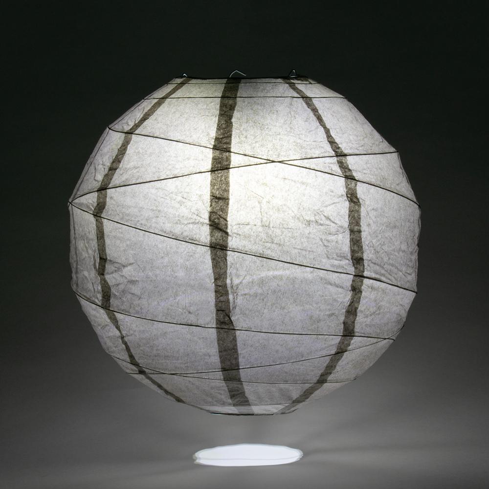 16 Inch Driftwood Grey Free-Style Ribbing Round Paper Lantern - Luna Bazaar | Boho &amp; Vintage Style Decor