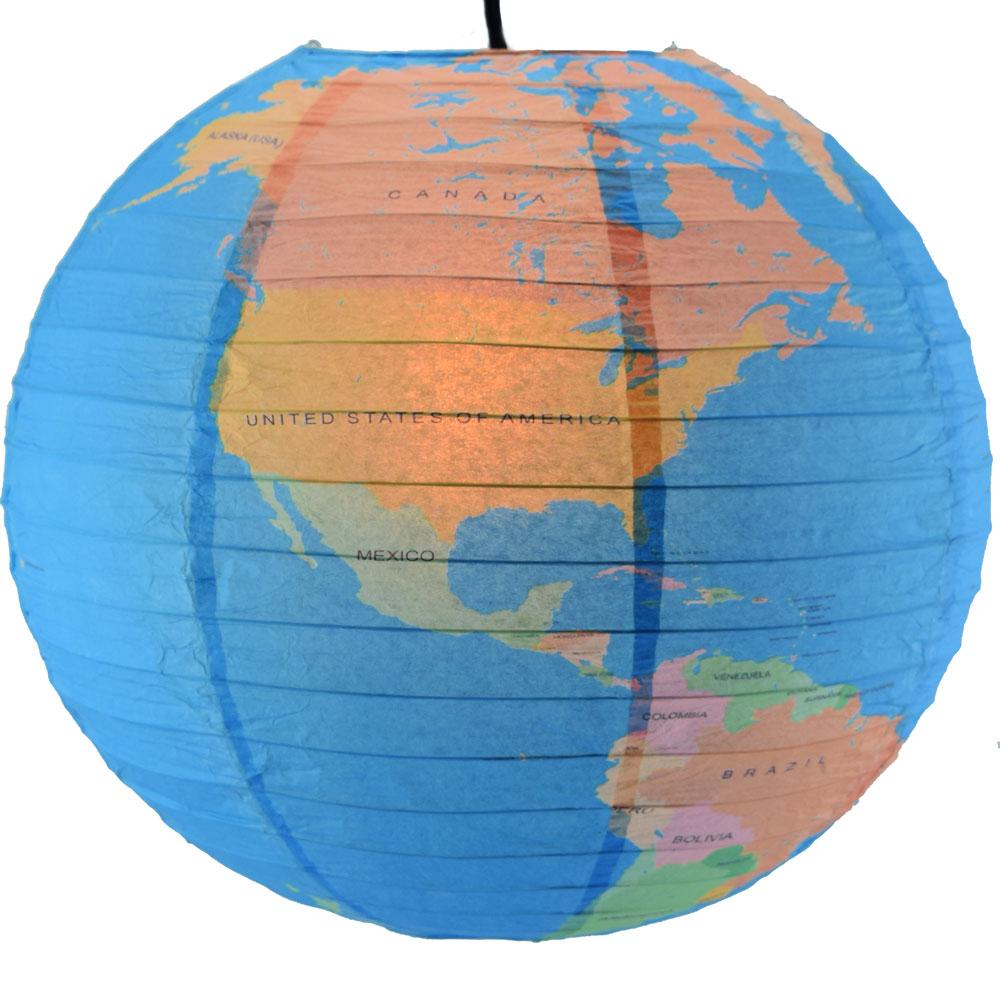 14 Inch Geographical World Map Earth Globe Paper Lantern - Luna Bazaar | Boho &amp; Vintage Style Decor