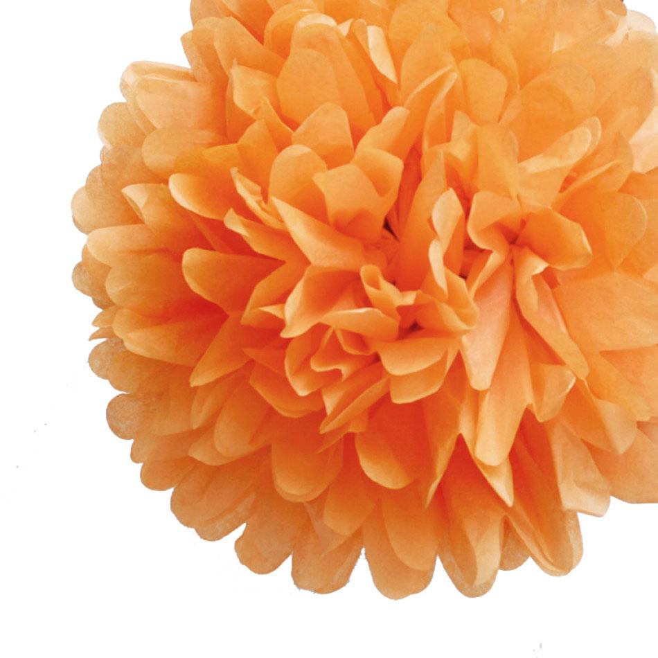 CLOSEOUT EZ-Fluff 16&quot; Peach / Orange Coral Tissue Paper Pom Poms Flowers Balls, Hanging Decorations (4 PACK) - Luna Bazaar | Boho &amp; Vintage Style Decor