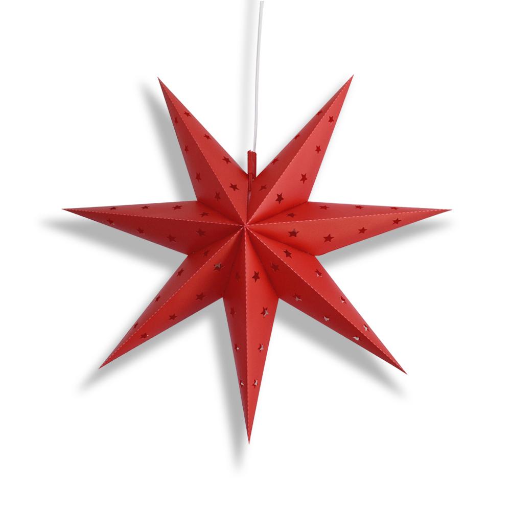 17&quot; Red 7-Point Weatherproof Star Lantern Lamp, Hanging Decoration (Shade Only)