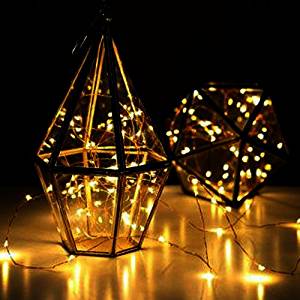 7.5 FT 20 LED Battery Operated Amber Fairy String Lights With Silver Wire - Luna Bazaar | Boho &amp; Vintage Style Decor