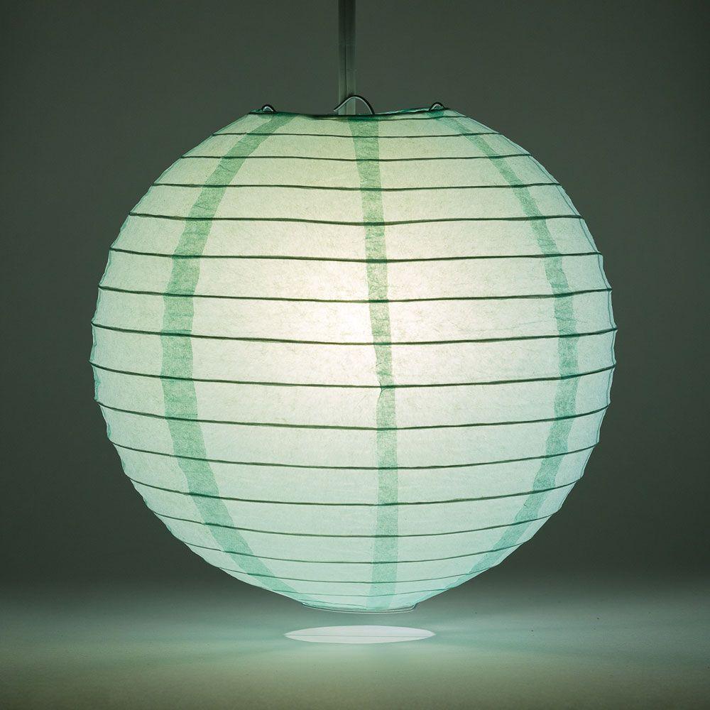 16 Inch Cool Mint Green Parallel Ribbing Round Paper Lantern - Luna Bazaar | Boho &amp; Vintage Style Decor