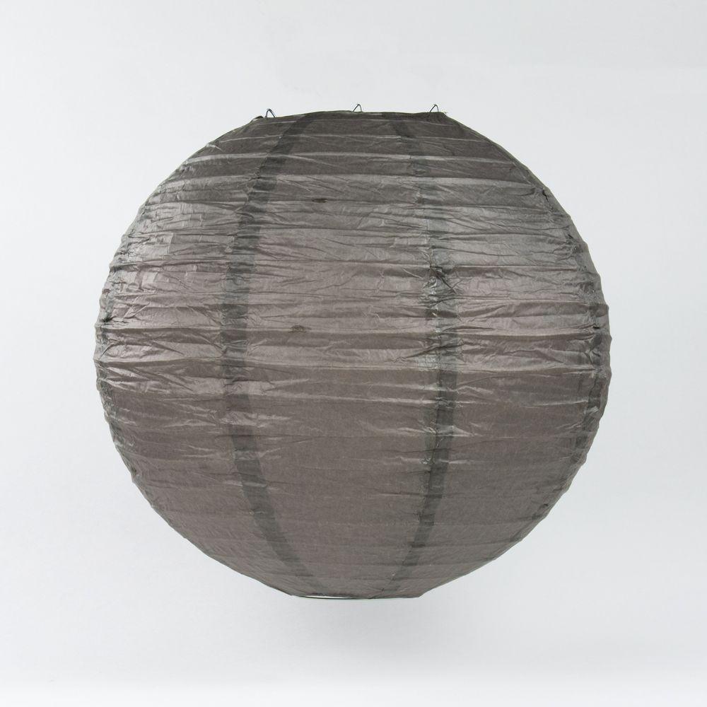 20 Inch Driftwood Grey Parallel Ribbing Round Paper Lantern - Luna Bazaar | Boho &amp; Vintage Style Decor