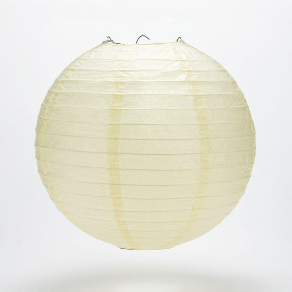 6 Inch Ivory Parallel Ribbing Round Paper Lantern - Luna Bazaar | Boho &amp; Vintage Style Decor