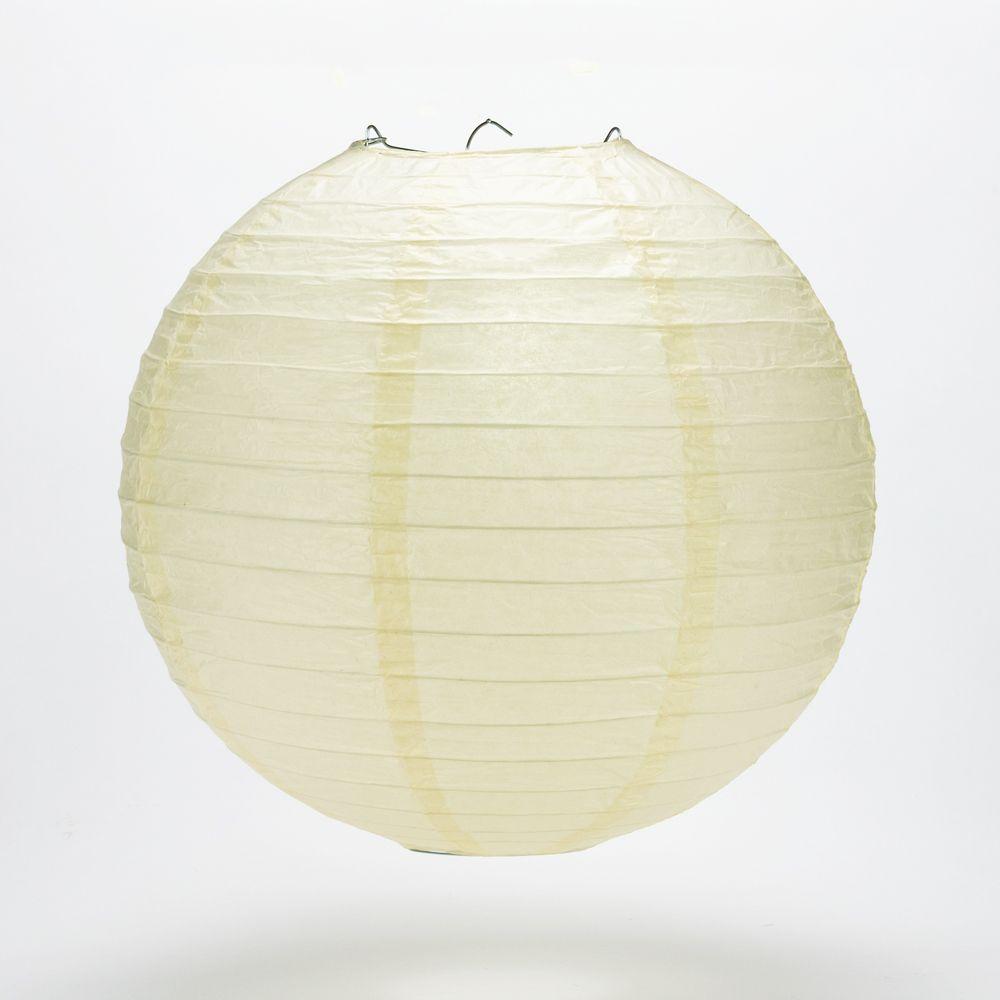 20 Inch Ivory Parallel Ribbing Round Paper Lantern - Luna Bazaar | Boho &amp; Vintage Style Decor
